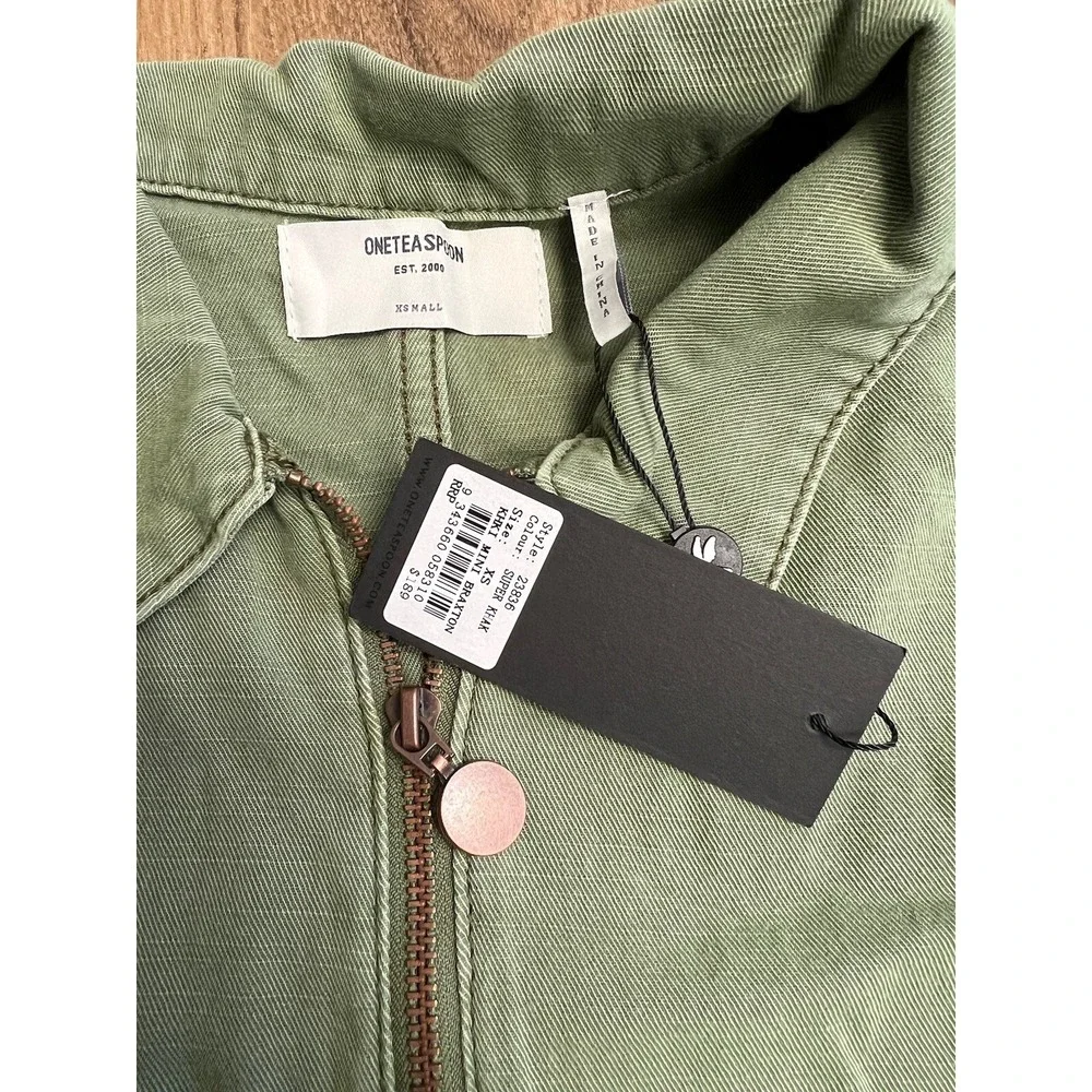 One Teaspoon $189 Romper Jumpsuit Super Green Khaki Mini Braxton Utility XS